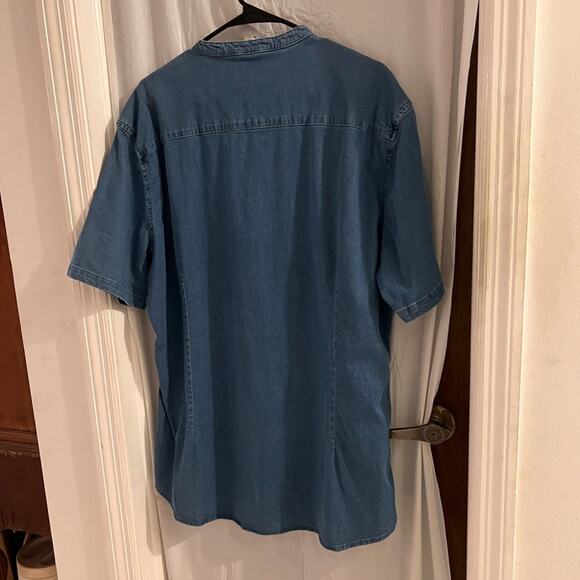 ASOS women’s blue denim chambray collarless button up shirt size xxxl - Picture 3 of 4